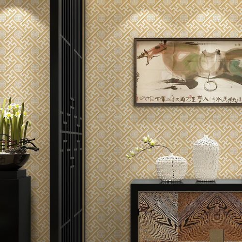 新中式简约格子j工程壁纸酒店餐厅店铺店面装修中国风古典素色墙