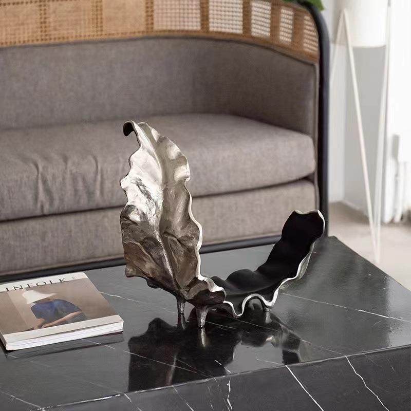 现代轻奢树脂艺术树叶创意摆件样板间民宿售楼处酒店桌面软装饰品