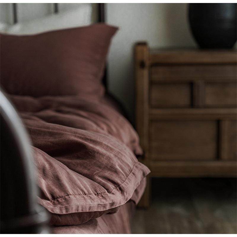 砂洗做旧80支绒感兰精天丝小宽边四件套纯色简约凉感丝滑床笠套件
