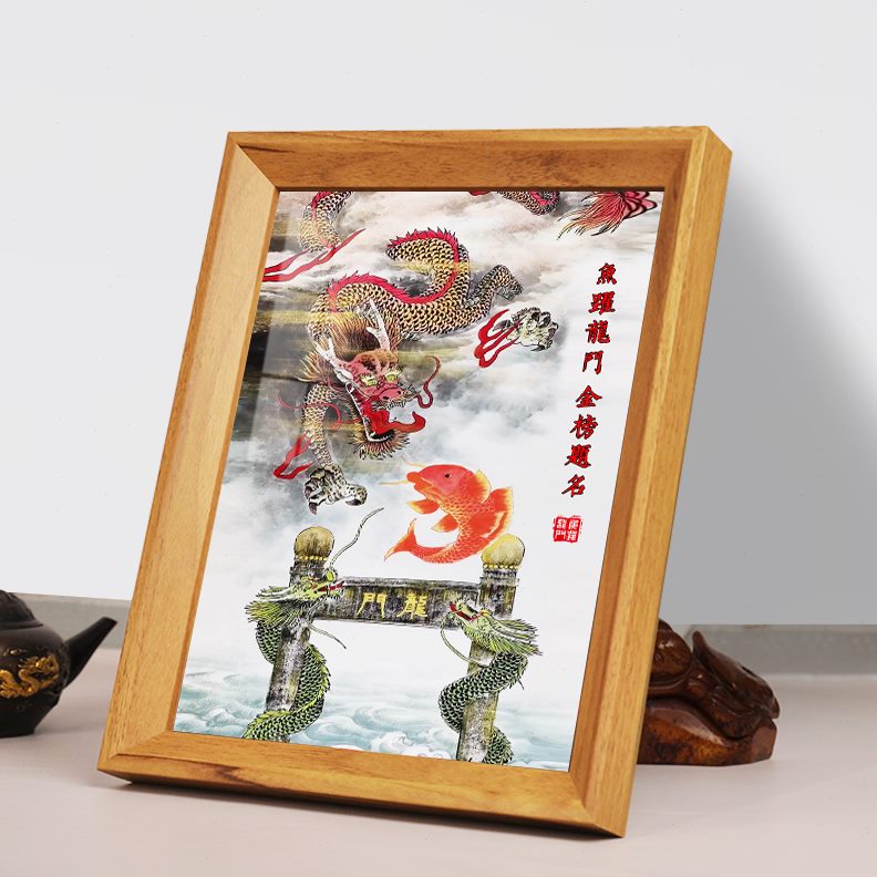 礼物鱼跃门挂跳龙成功学生书桌上门画龙励志岸鲤鱼摆件摆台装饰画