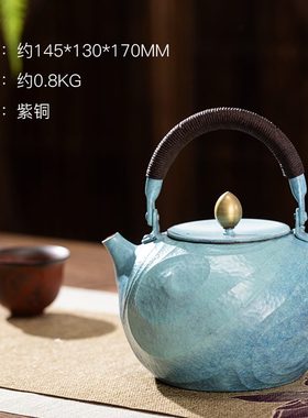 沧金朱炳仁家用大容量流送礼提梁壶铜茶壶海泡茶壶功夫茶具