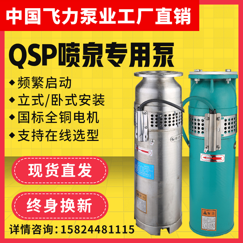 QSP不锈钢潜水喷泉泵QS65-10-3喷泉专用泵水景景V观潜水泵喷泉水