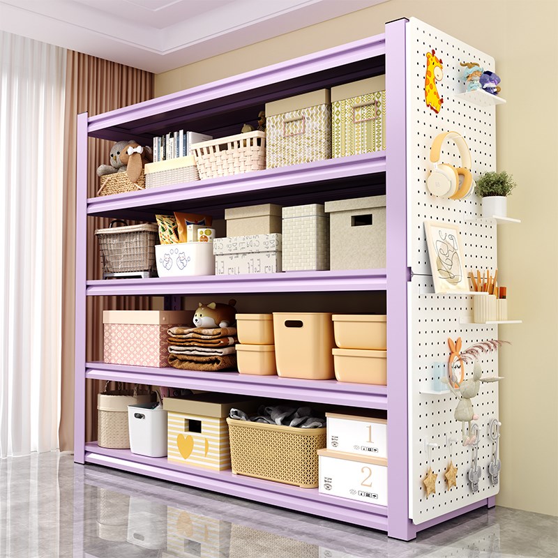 家用紫色置物架钢制货架多层收x纳层架阳台客厅彩色置物架超市展