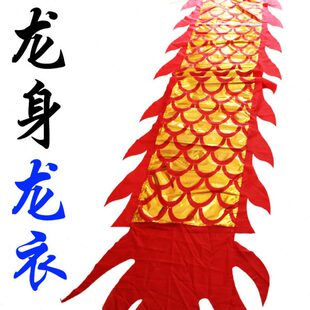 广场运动舞龙健身龙甩彩带6米8米10米粘毛魔术贴龙衣彩绸烫金龙