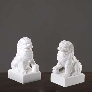 新中式砂岩石狮子小摆件样板房间家居客厅书房玄关柜茶几软装饰品