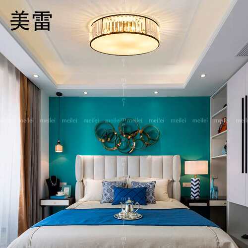 轻奢后现代轻奢水晶吸顶灯led客房卧室灯创意简约圆形房间灯具