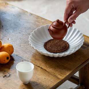 羊脂玉瓷大号壶承家用陶瓷茶具干泡台茶壶盖碗底托白瓷果盘点心盘