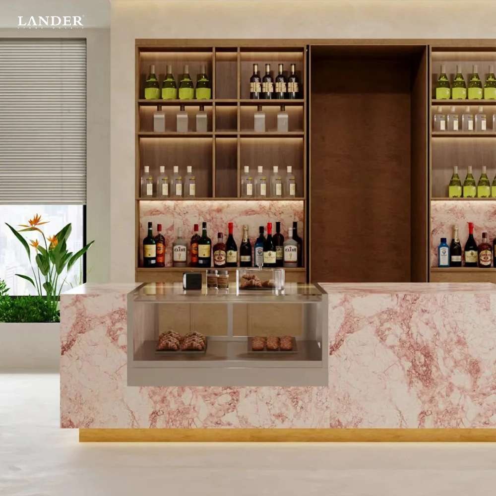 粉红佳人奢石天然大理石大板粉色系石材工装家装墙砖地砖家具设计