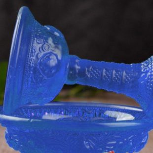 西藏玻璃护法杯小号 蓝色供水杯家用藏式佛前供佛 水酒杯11cm