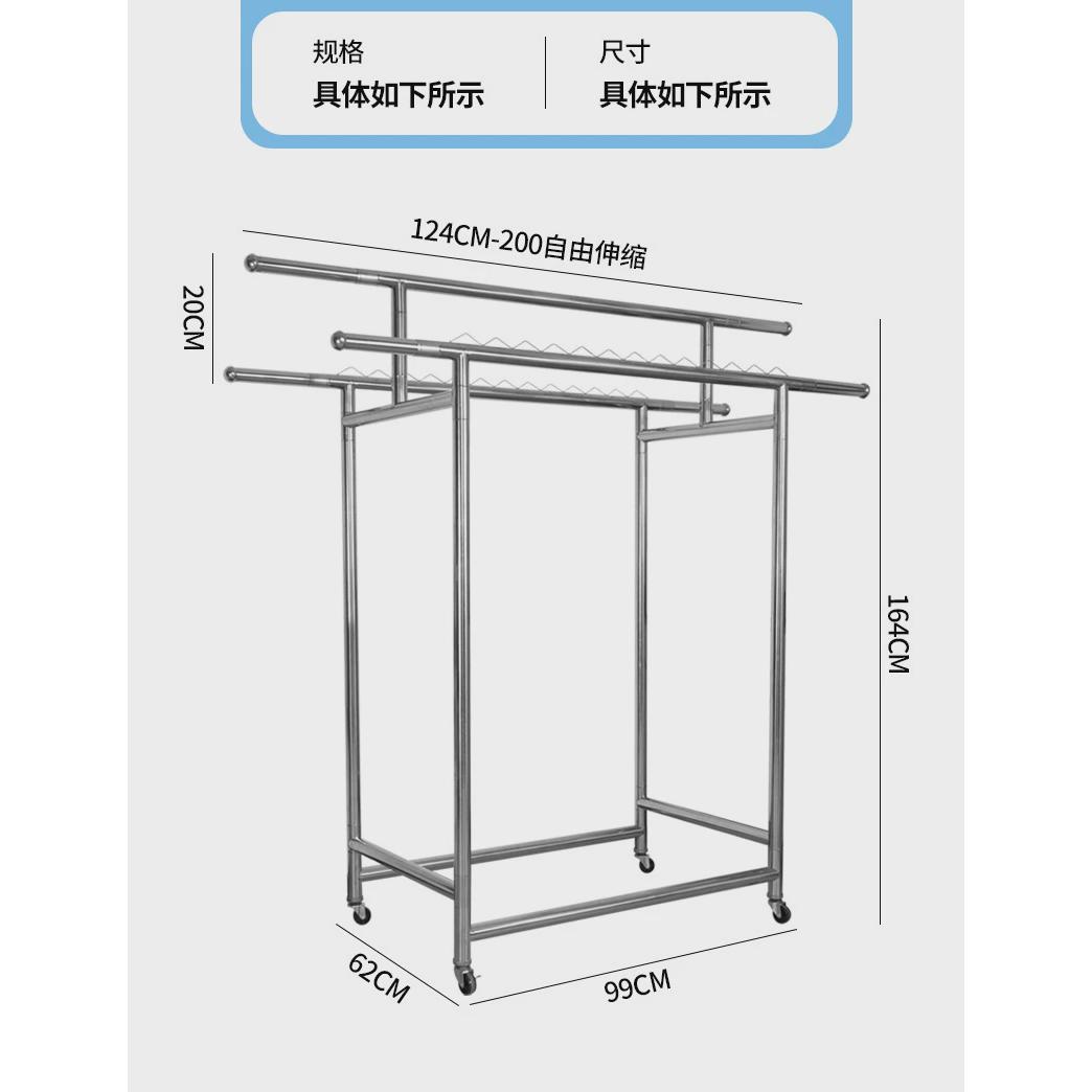 衣帽架晾衣架家用阳台简易加粗收纳架是K室内带轮简约落地式不锈