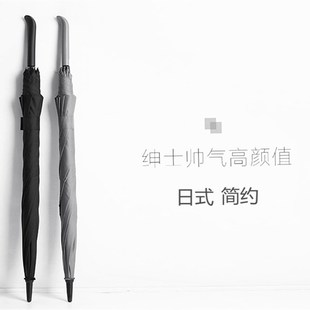 简约纯色日式 长柄防风自动商务伞森系直柄加N固超大双人学生大雨