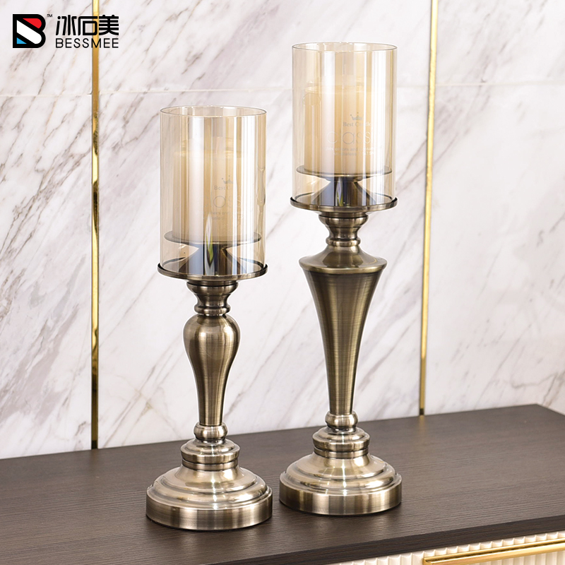 轻奢覆古蜡烛台摆件北欧浪漫晚餐道具餐桌家用现代简约Z工艺装饰