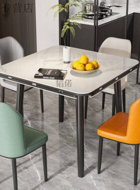 双劲方桌可变圆桌餐桌岩板伸缩方圆两用可方可圆饭桌折叠正方形功