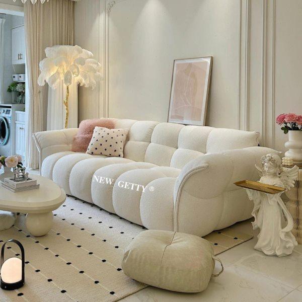 法式奶油风布艺沙发花瓣客厅北欧大小户型直排三人位异形百合沙发,住宅家具,布艺沙发,淘宝优惠券,粉丝福利购,淘宝优惠卷