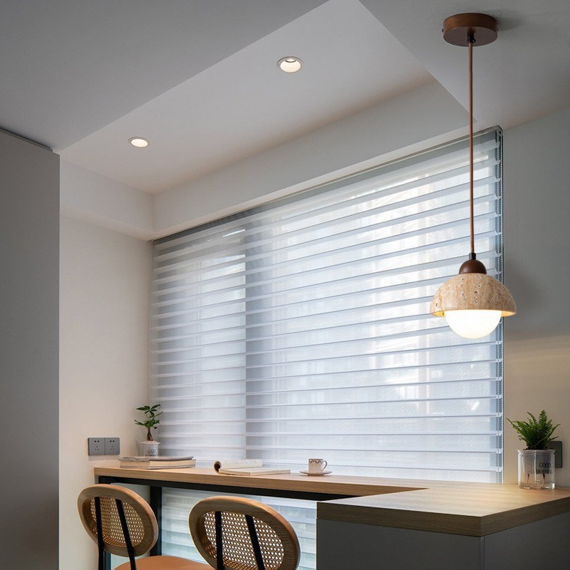 黄洞石侘寂风卧室床头柜s花苞小吊灯中古氛围过道玄关垂线吊线灯