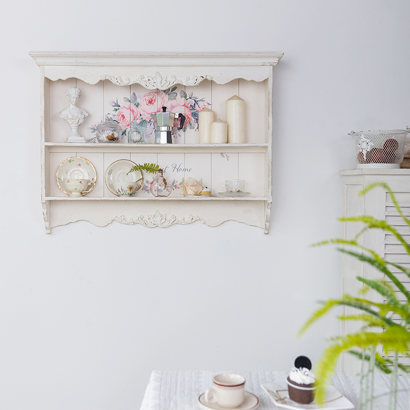 法式乡村欧式做旧长方形r墙面墙壁隔板装饰壁挂装饰架民宿置物架