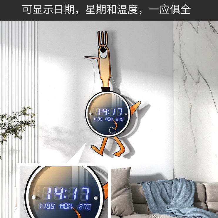 时钟挂墙装饰钟表简约电子创意新款网红挂钟客厅家用时尚轻奢2021
