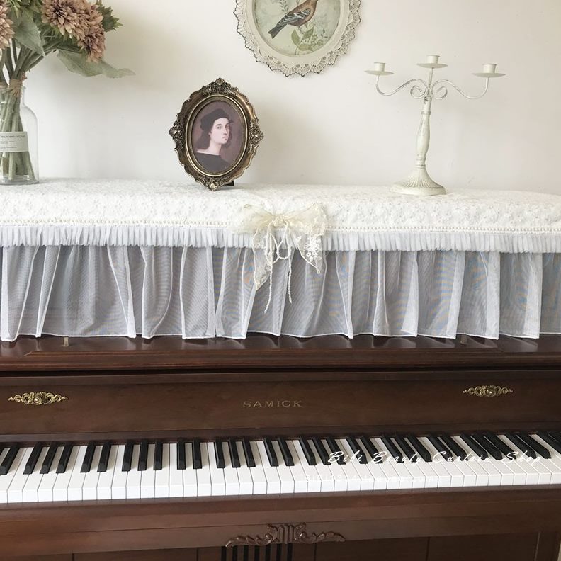 萌盖立式钢琴法式电子琴奶油马全浪漫电钢琴能成品色小巾小雏菊