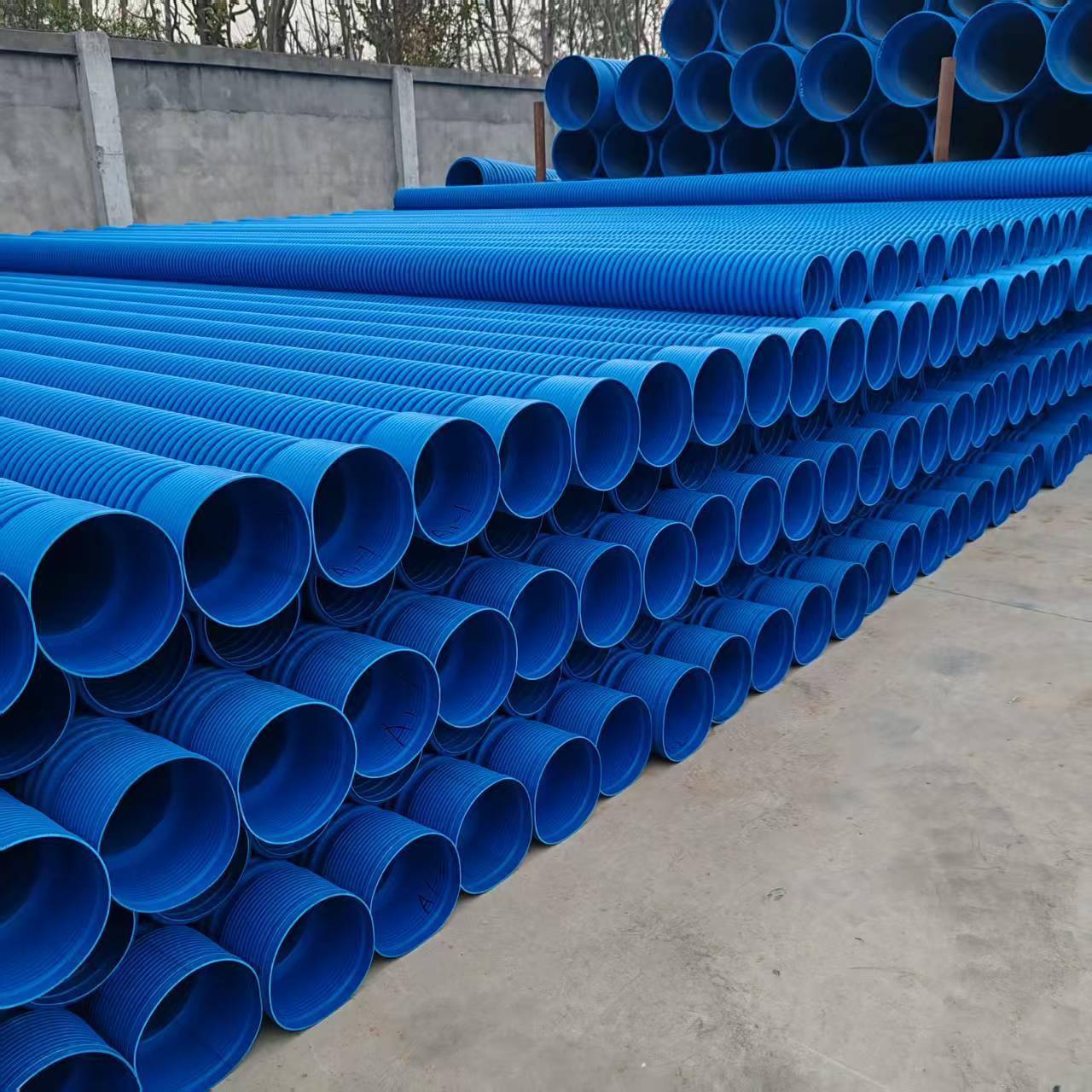 PP双壁波纹管环钢环柔检测管聚丙烯排水管道源头厂家