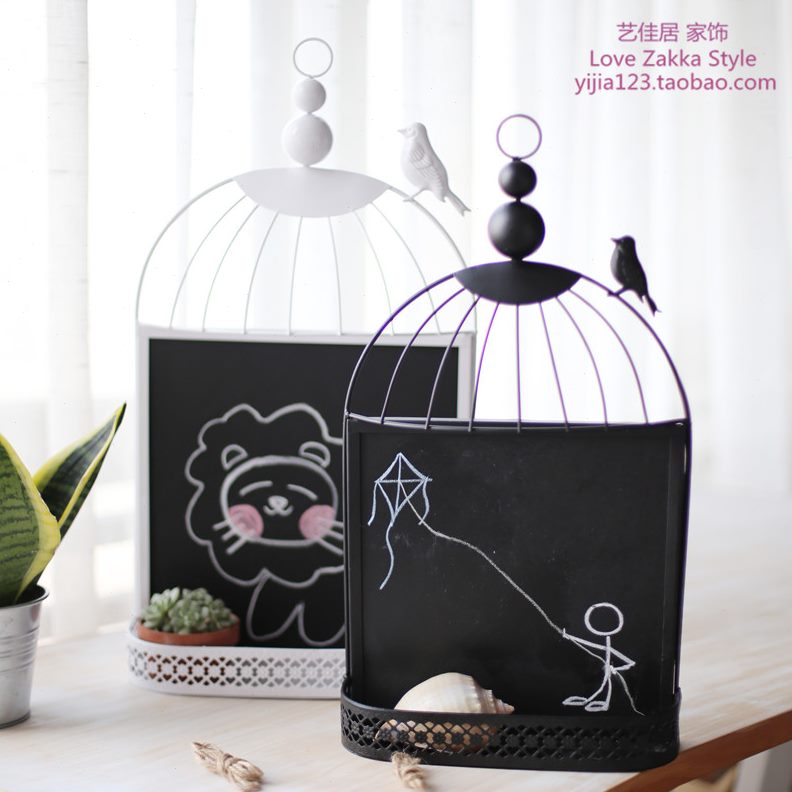 黑板装饰品铺馆铁艺鸟笼咖啡留言板壁饰欧式壁挂墙饰服装店复古