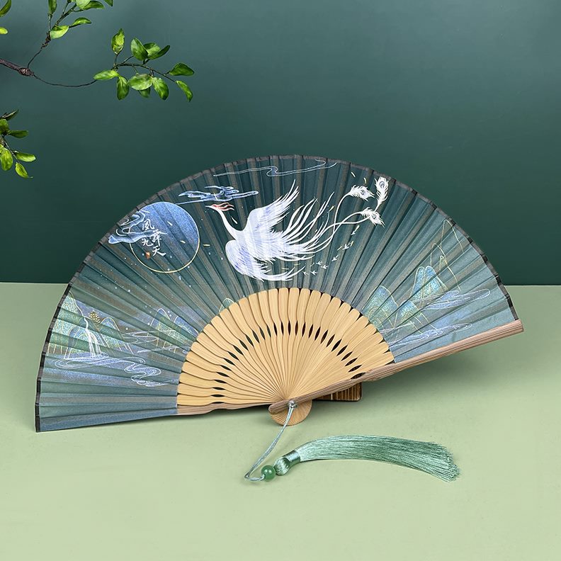 便携折叠凤小扇扇子折扇舞中国风汉服女式夏季九天旗袍舞蹈复古风