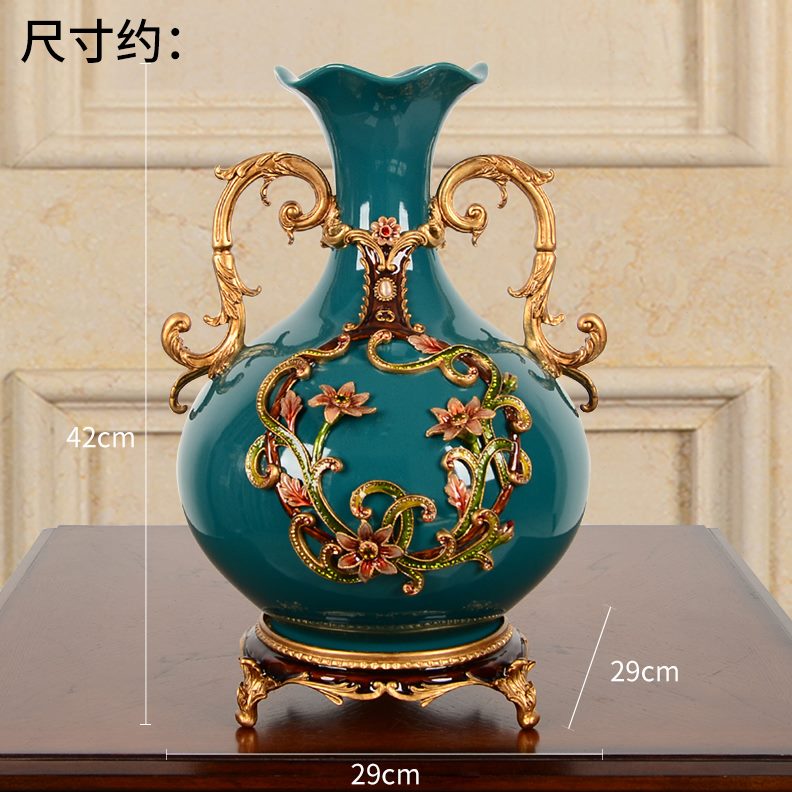 乔迁礼品花瓶摆件彩陶瓷古典琉璃插花花珐琅纹欧式家用玄关客厅