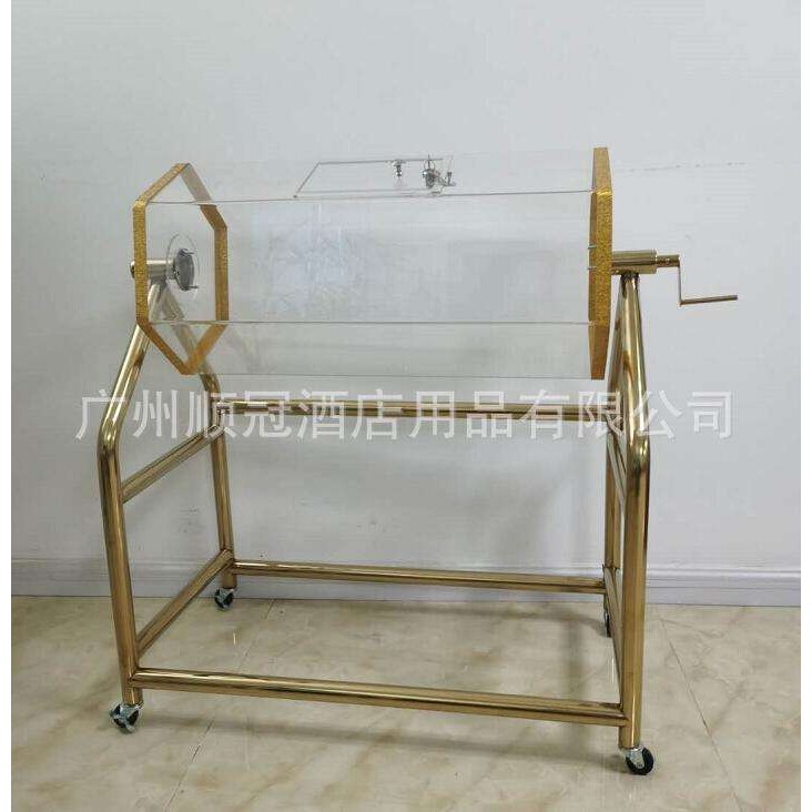 加高亚克力透明抽奖箱庆典年会有手摇滚筒KTV摇奖箱晚会摸奖箱