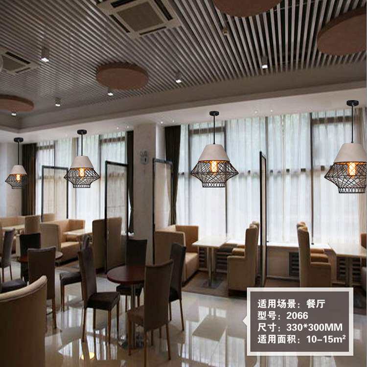loft复古工业风仿水泥吊灯铁艺创意个性灯具铁网餐厅饭店怀旧简约