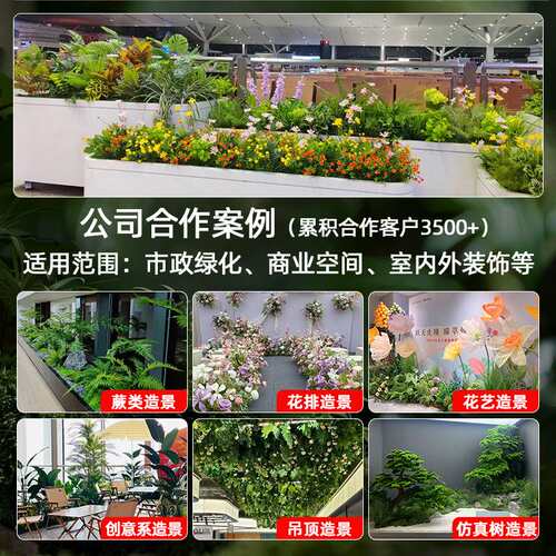 仿真绿植花槽隔断假植物花箱景观室内客厅橱窗装饰仿真花造景组合