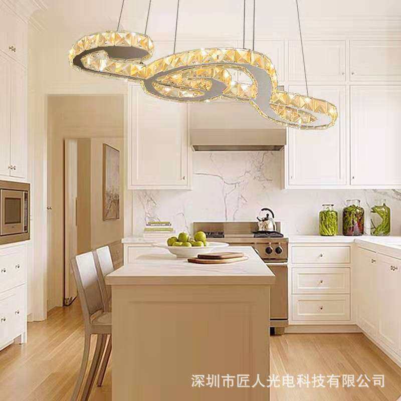 led水晶吊灯餐厅音乐符吊灯 现代简约个性创意卧室客厅灯