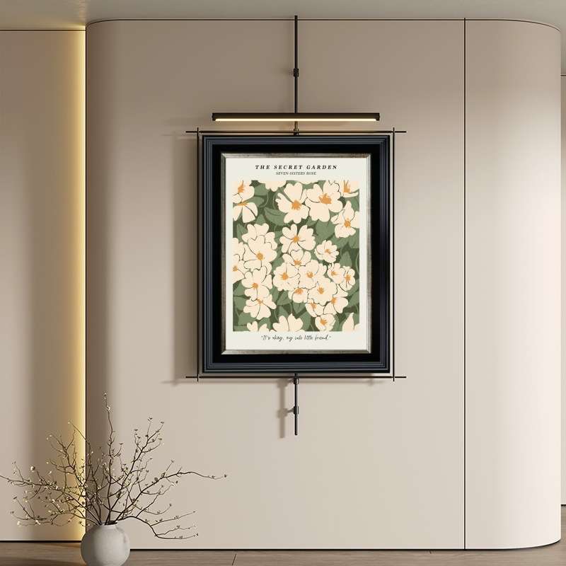 金属吊杆画发光壁画挂画金属杆装饰画法式复古挂画卧室床头装饰画