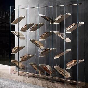 中古书架落地置物架客厅玻璃书柜展示架收纳架陈列架创意隔断屏风