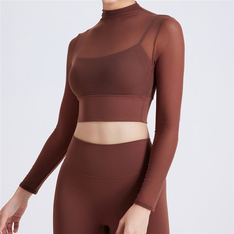 柚柚meat性感绑带运动T恤露脐紧身训练衣长袖瑜伽服带胸垫健身服