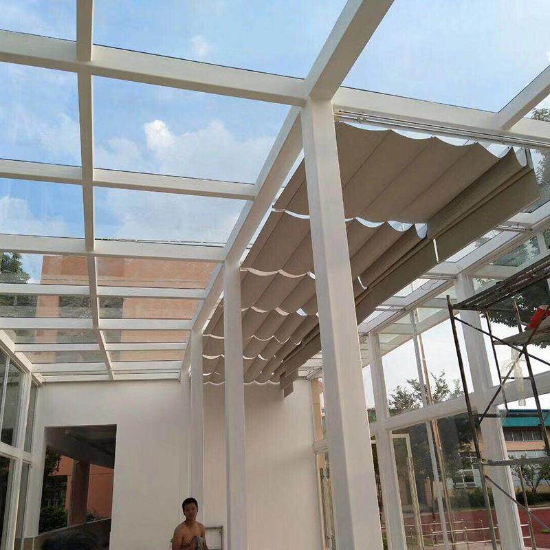 阳光房遮阳帘智能电动天棚帘玻璃房顶帘手动顶棚折叠窗帘全遮光