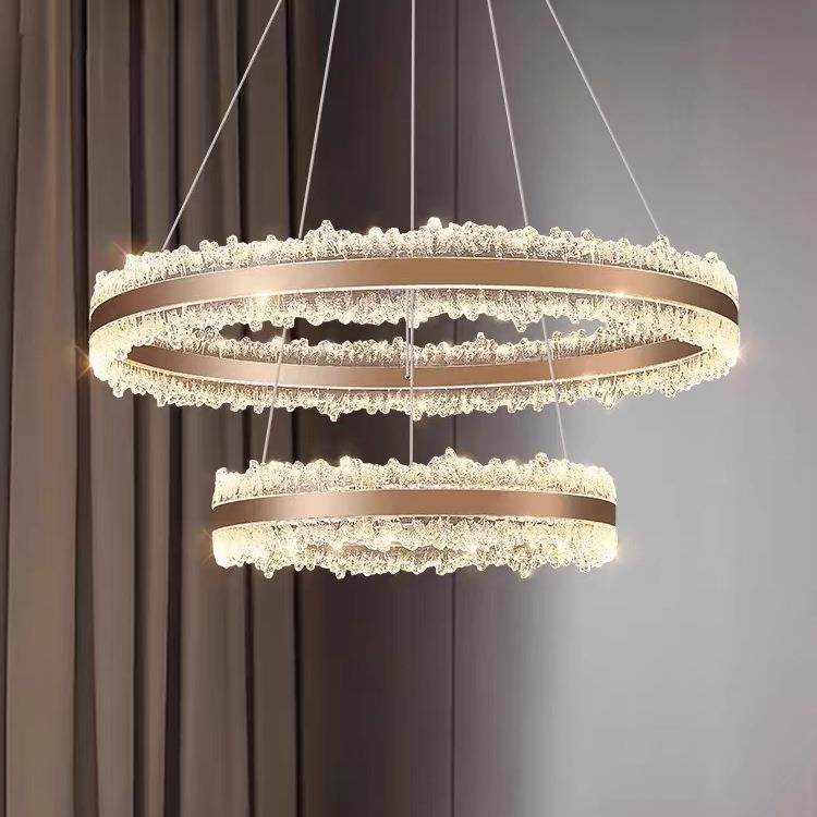 样板房大厅客厅吊灯卧室意式设计师轻奢餐厅灯具主灯led圆环新款