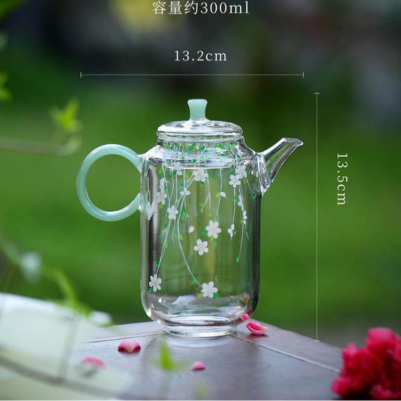 春季绿茶专用泡茶壶带过滤耐高温高硼硅玻璃小茶壶小清新茶具单壶