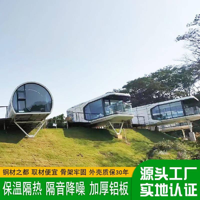 全景集装箱民宿室内宽敞明亮未来舱 不限场地安装住人办公太空舱