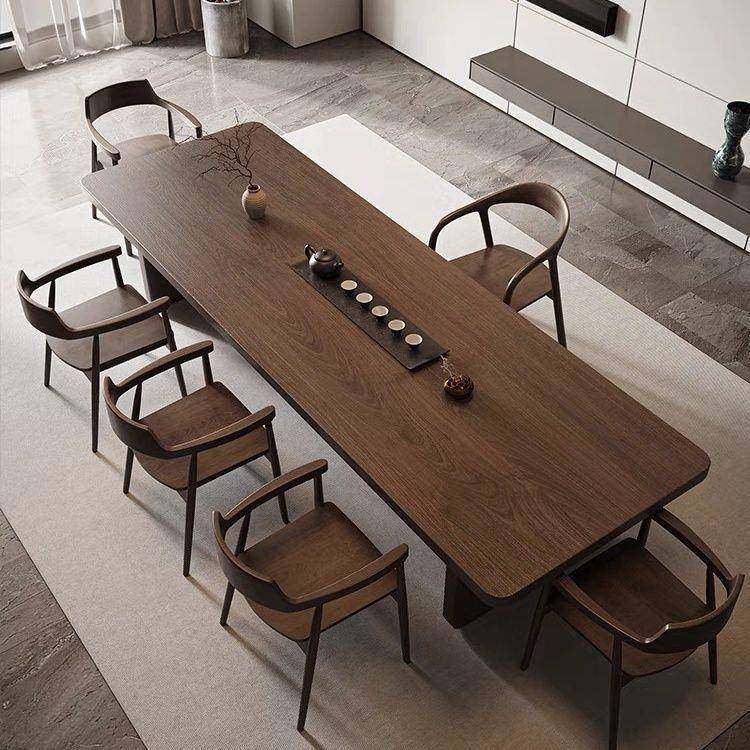 新中式实木茶桌全套简约阳台家用原木大板茶台办公室会客泡茶桌椅