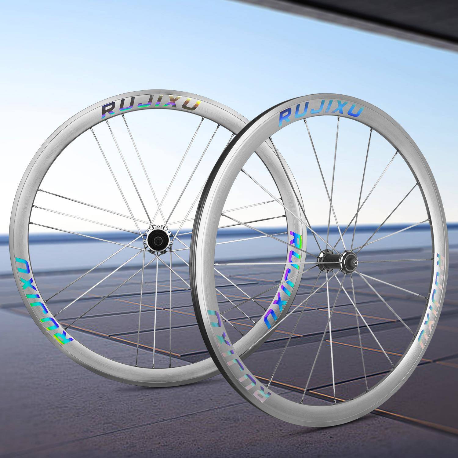 RUJIXI120响复古银圈铝合金轮组G63编法V刹