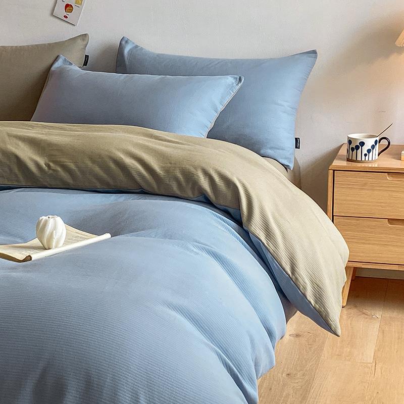 秋冬新款A类60支水洗提花全棉磨毛四件套长绒棉纯棉加厚床单被套