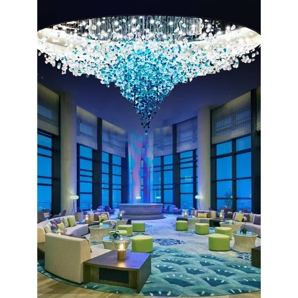 制作酒店大堂吊灯工程水晶灯售楼部沙盘灯大型大厅冰块石头子灯饰