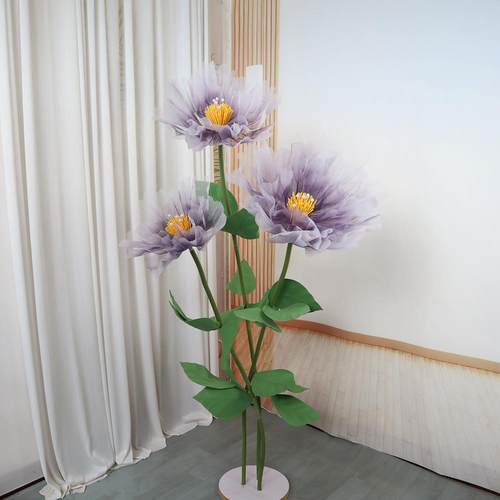 橱窗仿真纱花婚庆布置户外派对活动橱窗装饰丝网牡丹假花套装