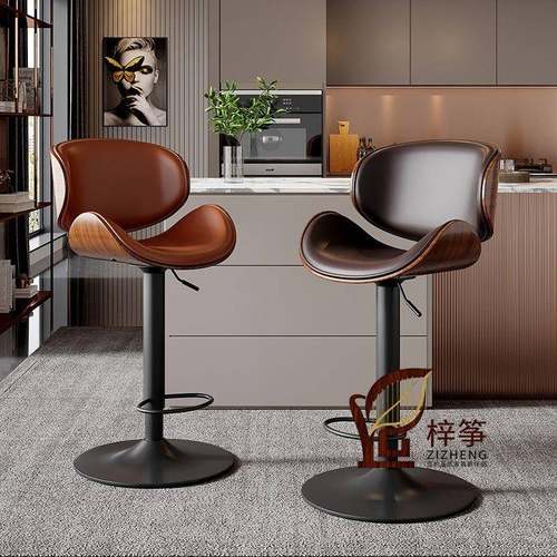 吧台椅升降旋转现代简约靠背吧凳家用前台酒吧椅子时尚高脚凳子
