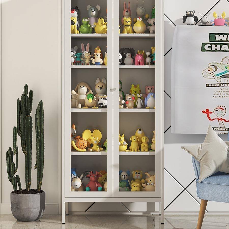 现代简约钢制白色铁艺餐边柜高脚柜工业风斗柜阳台柜矮柜收纳柜