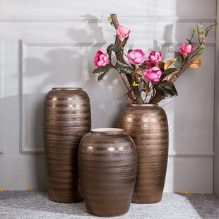 家具家居落地花瓶软装金属件新中式饰品 陶瓷釉艺术大摆花盆陶罐