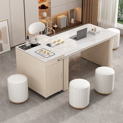 轻奢岩板岛台茶桌餐桌一体两用办公桌现代简约高端伸缩茶台椅组合,住宅家具,家用茶台/茶桌,淘宝优惠券,粉丝福利购,淘宝优惠卷