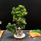 品草创意菜拼刺身摆挡摆盘盘小摆件饰松树花缀酒店意境盘装 饰花点