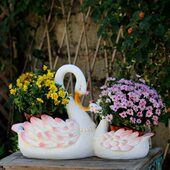 民宿造景阳台花盆园林景观雕塑摆件天鹅布置装 饰庭院户外花园动物