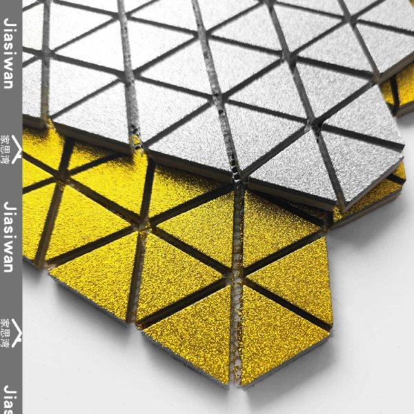 银色金粉陶瓷马赛克三角形瓷砖客厅沙发背景墙吧台KTV装饰轻奢风,家装主材,马赛克,淘宝优惠券,粉丝福利购,淘宝优惠卷