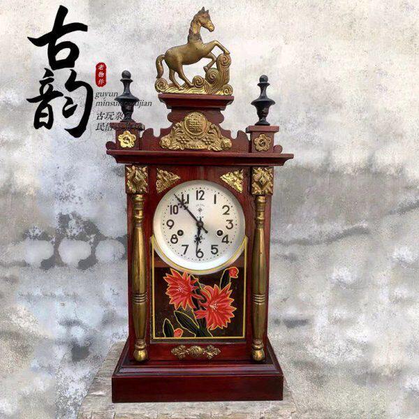 老物件马头锺老式上弦o座钟落地钟怀旧通风机械挂钟民俗装饰客厅
